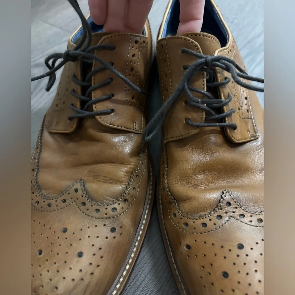 Aston‎ Grey Brown Leather Boyle Wingtip Oxford Shoes Preppy Office Academia
